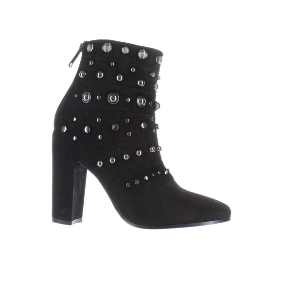 BADGLEY MISCHKA KURT SUEDE LEATHER STUDDED BLACK BOOTIES NWT SZ 7 - Picture 2 of 12